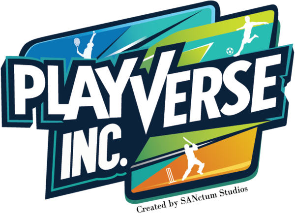 Logo of PlayVerse Inc. with sports-themed graphics and 'Created by SANctum Studios' text.